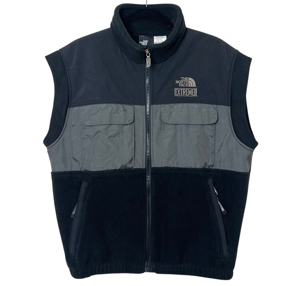 Vintage The North Face Extreme Gear Fleece Vest Black Gray Men's Medium